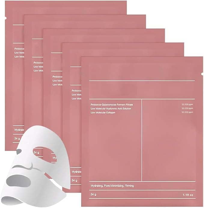 LOPHE Collagen Face Mask Collagen Night Moisturizing MaskDeep Hydrating Mask for Skin Care SoothingRepairing AntiWrinkle and AntiAging Pore ShrinkingPink 5 PCS