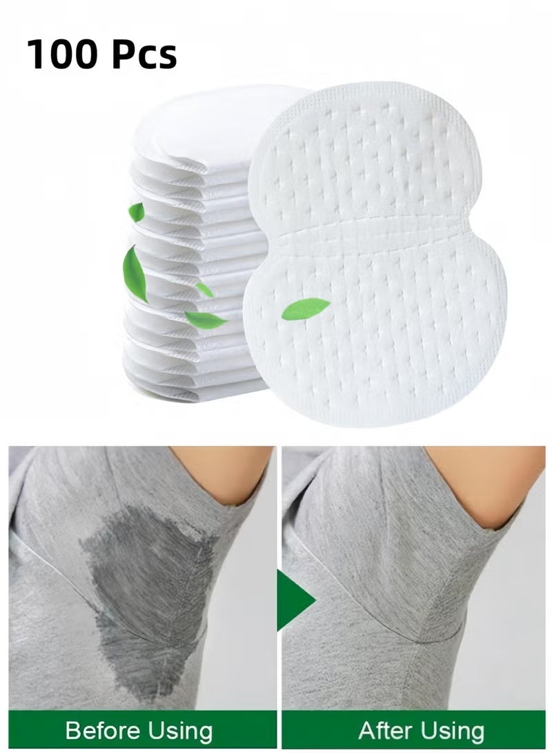 XUN 100pcs underarm sweat pads, high-quality anti-hyperhidrosis, suitable for men and women Comfortable, invisible, ultra-sticky, disposable protective clothing/shield, sweatproof armpit protection, alleviate underarm odor - Image 1