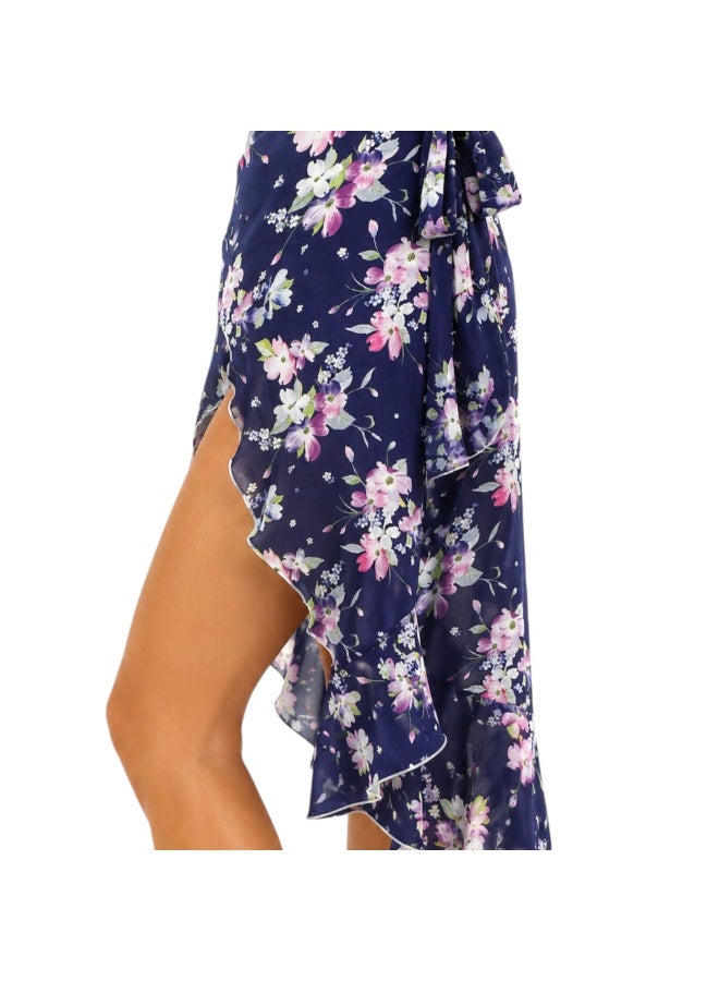 zecotex  Women's Chiffon Floral Beach Wrap Skirt Cover Up Sarong with Adjustable Tie - Image 3