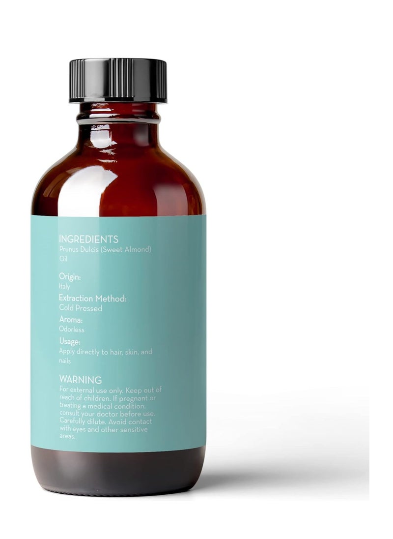PURE BODY NATURALS Pure Body Naturals Sweet Almond Oil, 4 fl oz - Cold Pressed and 100% Pure - for Hair, Skin, Nails, Therapeutic Massage, Carrier Oil  - Image 5