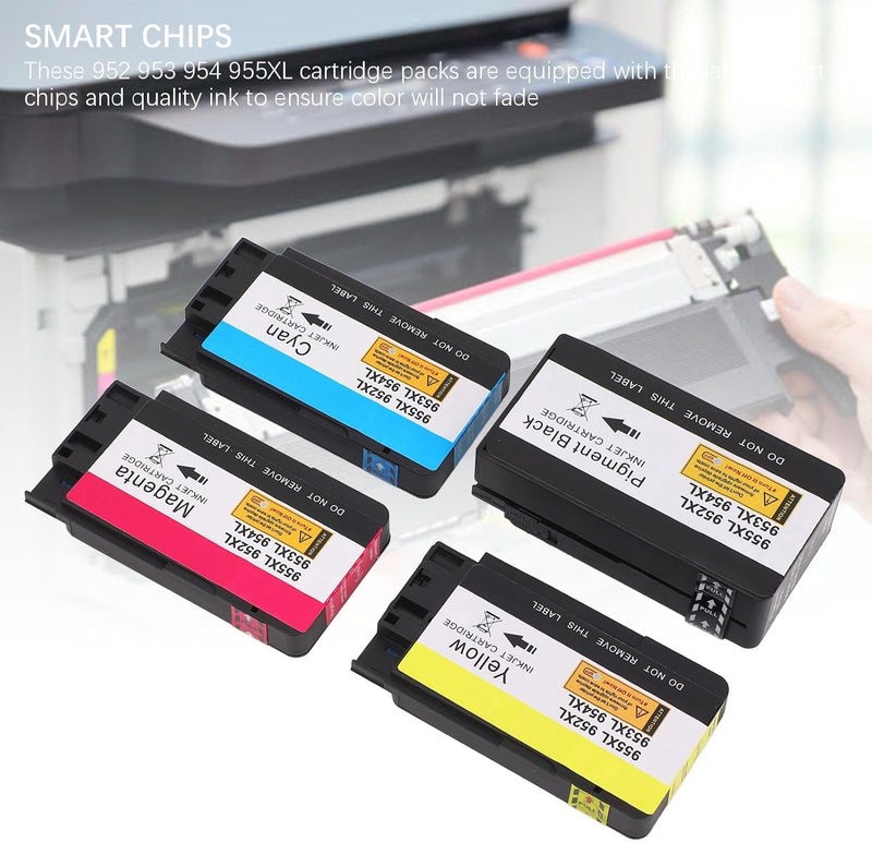 4pcs Ink Cartridges Combo Pack High Capacity Black Cyan Magenta Yellow Replacement for OfficeJet 8702 Inkjet Printer 952 953 954 955XL - Image 4