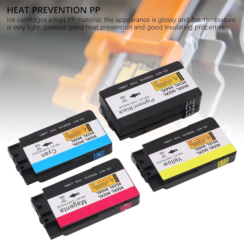 4pcs Ink Cartridges Combo Pack High Capacity Black Cyan Magenta Yellow Replacement for OfficeJet 8702 Inkjet Printer 952 953 954 955XL - Image 3