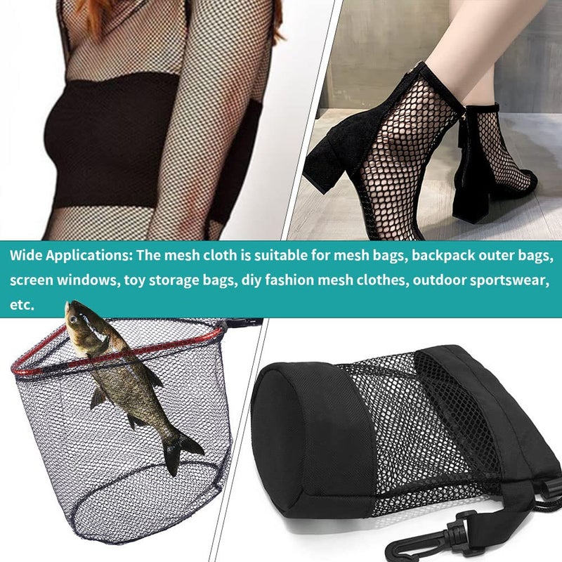 FSWCCK Black Mesh Fabric, 62 x 59 Inch Soft Mesh Netting Slightly Stretchy for Shopping Bag, Backpack Pocket and Straps and Netting Clothes (Black) - Image 5