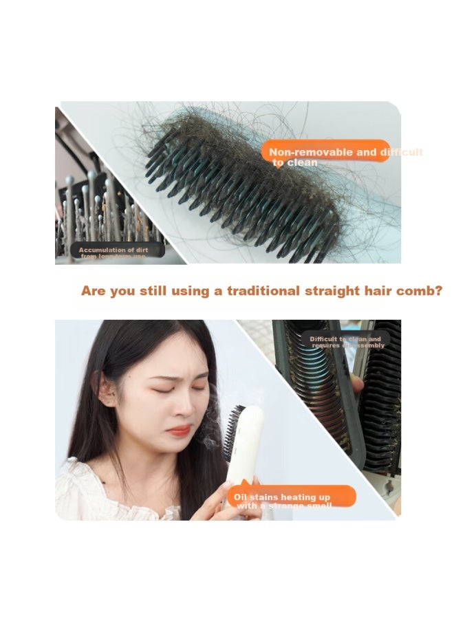 Tsuyagla Ionic Straightening Brush And Curling Iron 2-in-1 Hair Styling Tool - Birthday Gift For Women - White - Image 1