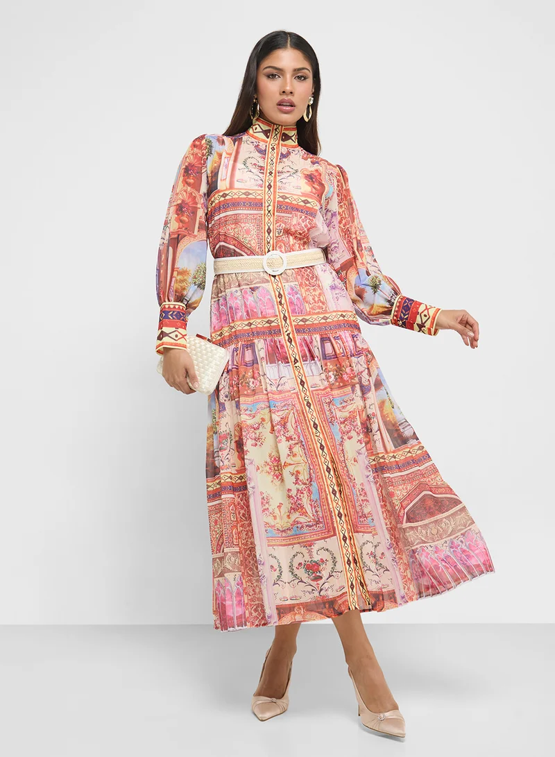 Khizana Printed Chiffon Dress