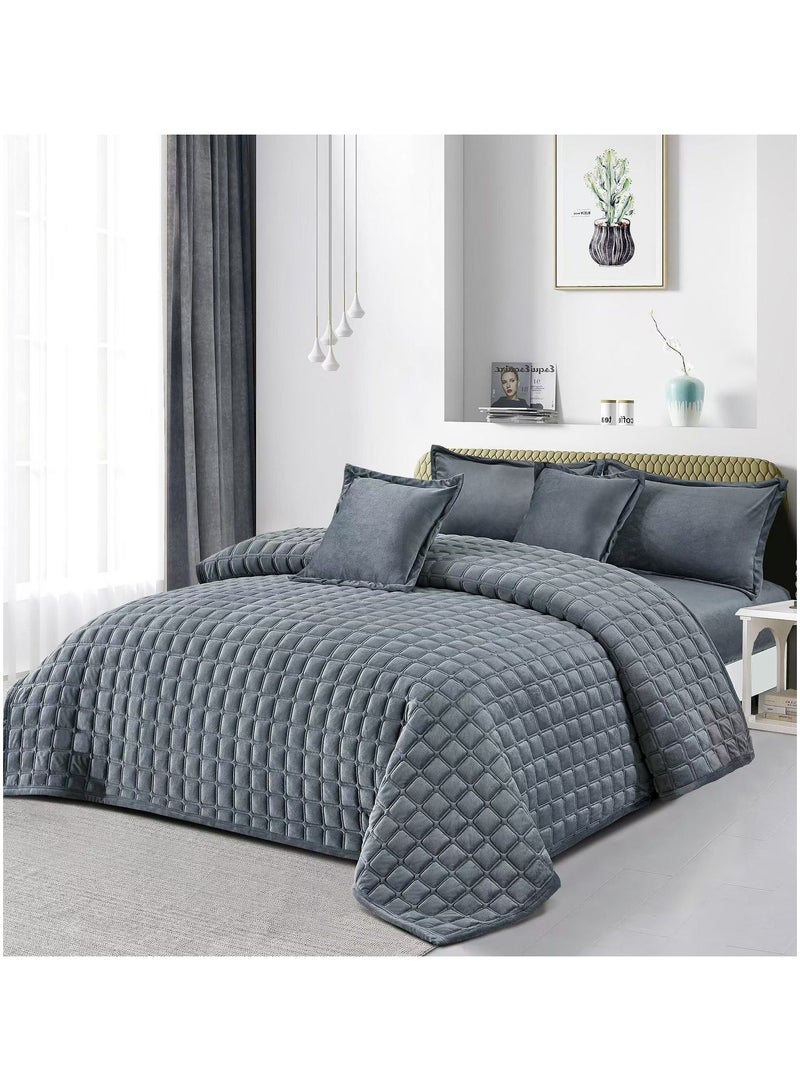 MingLi Double summer bedspread set made of microfiber fabric. Includes: 1 quilt (230*250cm), 1 fitted sheet (200*200cm), 2 pillowcases (50*80cm), 2 cushion covers (50*50cm) - Image 1