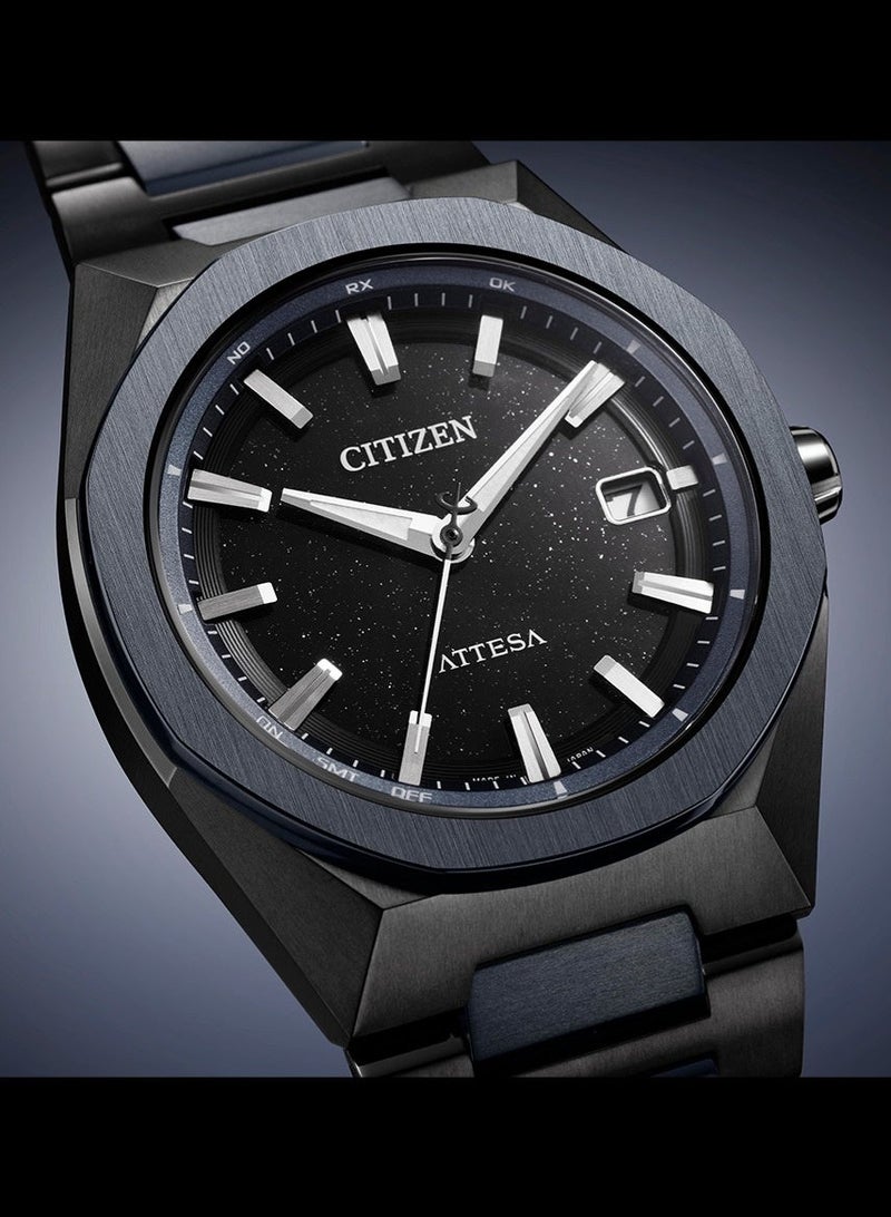 CITIZEN Limited Edition Attesa Eco-Drive Radio-Controlled Men’s Watch CB3046-76E, 39mm Black Dial, Super Titanium Case & Bracelet, 100 m WR - Image 1
