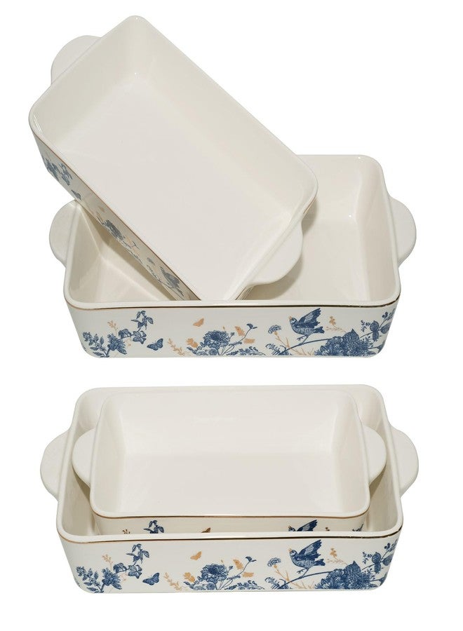 KAITOER Baking Pans Set of 2 Blue flower 14 inch Ceramic for Oven Large Casserole Baking Dish Set with Handles Porcelain Bakeware Sets Casserole Dish for Oven/Cooking/Kitchen/Cake Dinner/Turkey/Pumpkin/Thanksgiving Holiday Gifts - Image 5