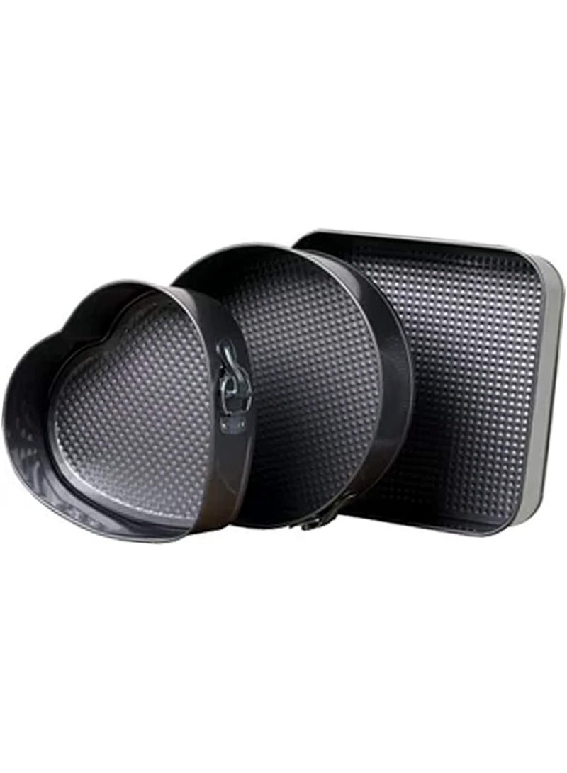 Generic Springform Cake Pan Set – 3 Shapes (Round, Square, Heart) Non-Stick Baking Pans – Cheesecake & Cake Baking Mold Set for Oven - Image 2