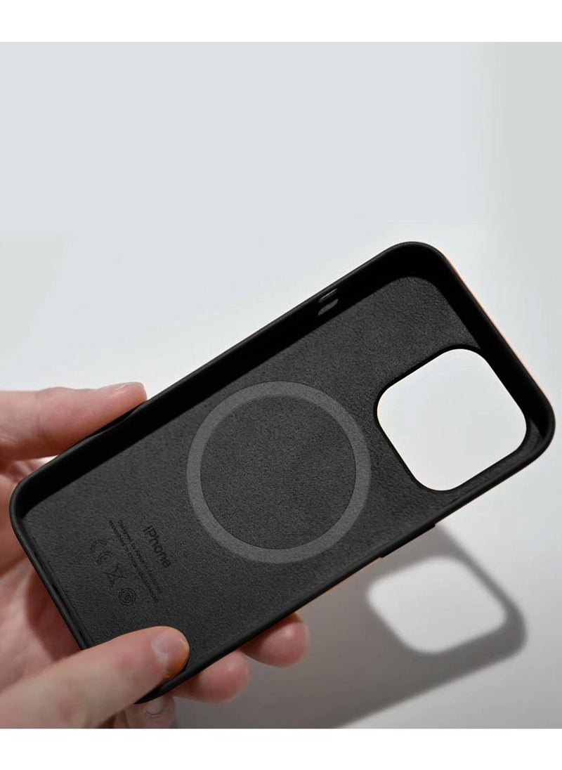 CATANES - iPhone 13 Premium Leather Case with Magsafe Wireless Charging Compatible Ultra Slim Shockproof Cover Black - Image 1