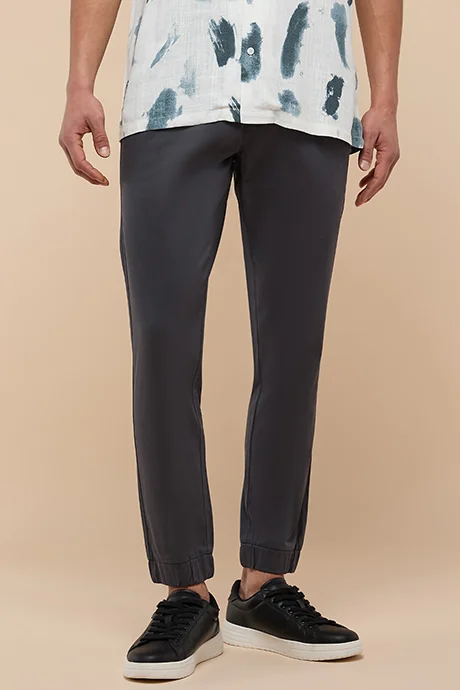 أر أند بي Solid Jogger Pants with Drawstring Waist