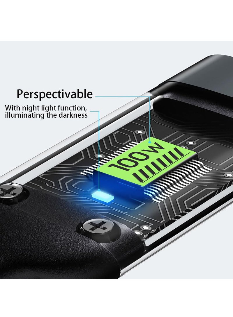 3 in 1 Multi Charging Cable 100W , Fast Charger Cord with Type-C, Micro USB & USB Ports , Transparent Design with LED Indicator , Durable Nylon Braided Cable for Smartphones & Tablets - Image 4