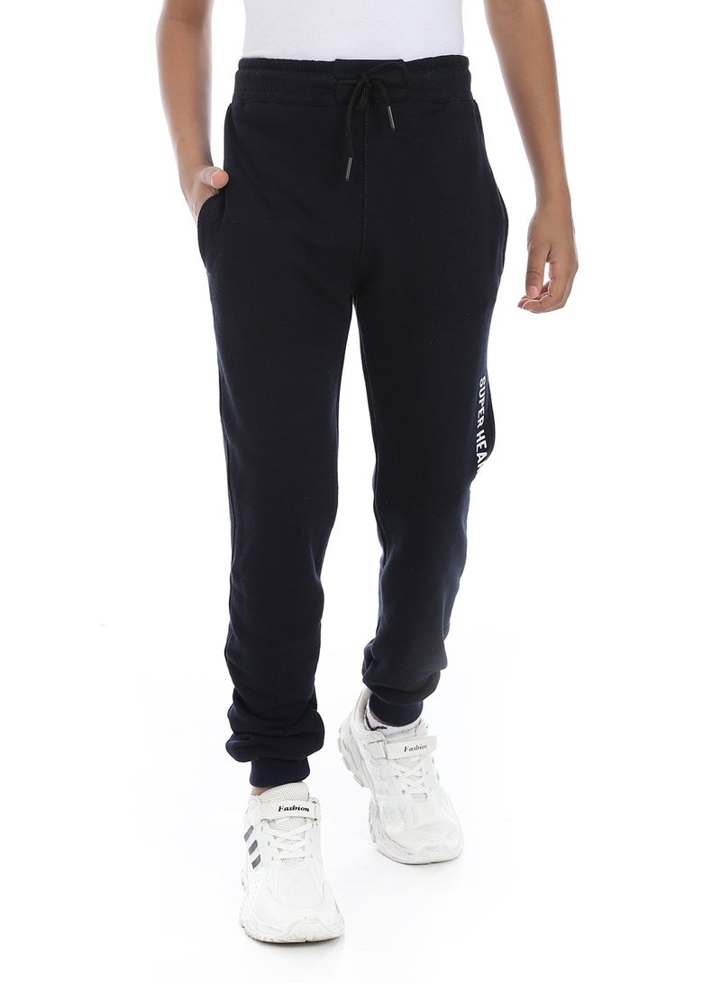 Andora Navy Blue Elastic Waist Boys Sweatpants_Navy Blue - Image 1