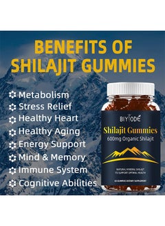 BIYODE Shilajit Gummies Organic 60 Gummies, Enhance Creatine, Relief Stress, Exercise Mind and Memory, Improve Immune system, Natural Mineral Dietary Supplement  - Image 3