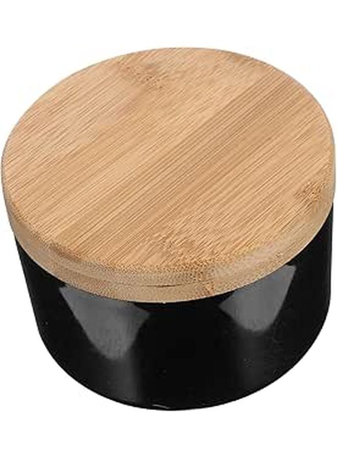 Windproof Bamboo Lid Ashtray Black Tabletop Holder Home Decor Smoking Supplies - Image 1