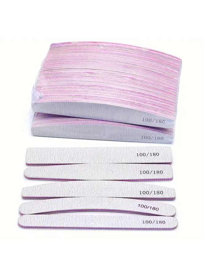50pcs Square Shape Nail Files 100 180 Grit Dual Sided Grey Sandpaper Strips For Acrylic Manicure - Image 2