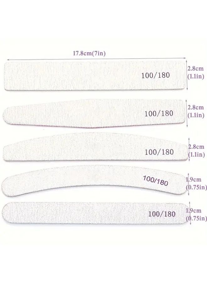50pcs Square Shape Nail Files 100 180 Grit Dual Sided Grey Sandpaper Strips For Acrylic Manicure - Image 5
