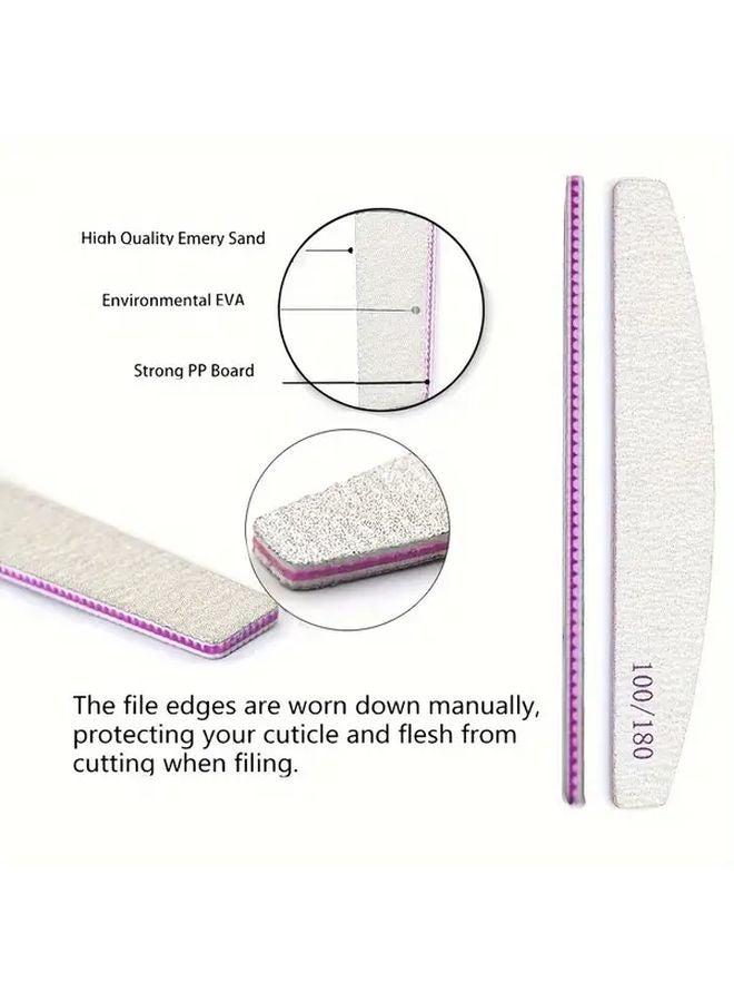 50pcs Square Shape Nail Files 100 180 Grit Dual Sided Grey Sandpaper Strips For Acrylic Manicure - Image 4