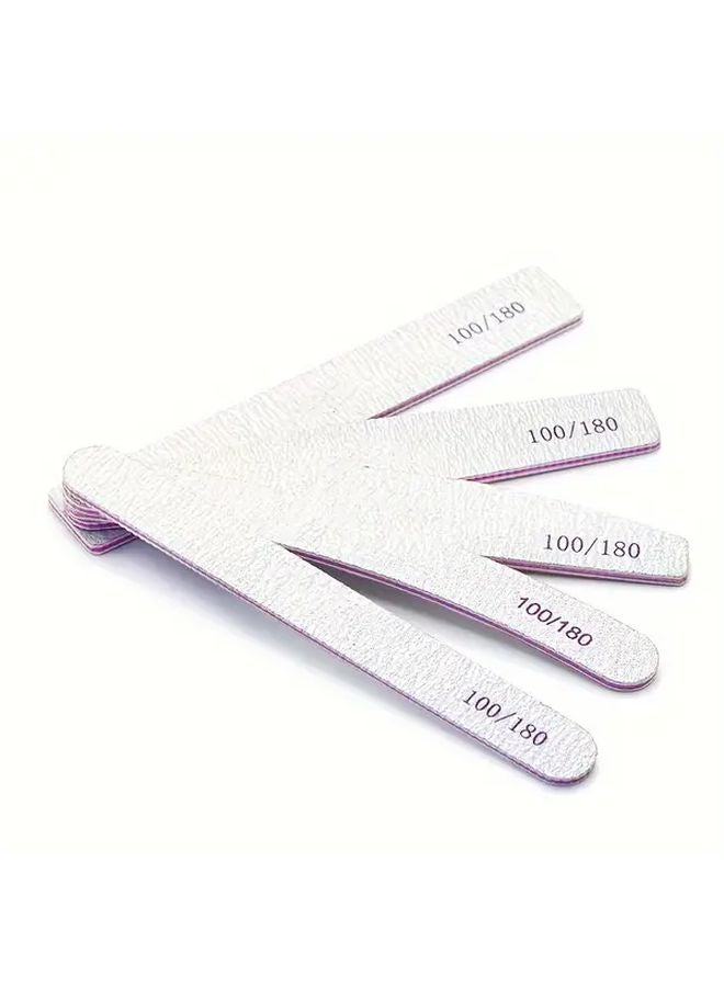 50pcs Square Shape Nail Files 100 180 Grit Dual Sided Grey Sandpaper Strips For Acrylic Manicure - Image 3