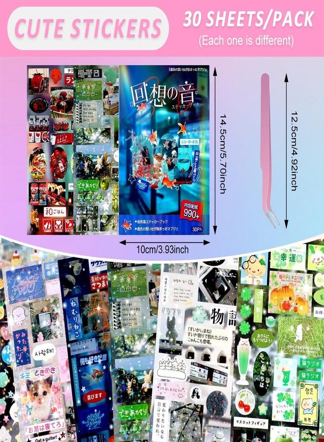 OFIFO® 30-Page Japanese Sticker Book with 990+ Retro Comic-Style Stickers, DIY Scrapbooking and Kawaii Manga Journal Stickers for Planners, Crafts, Bullet Journals and Creative Decoration Album (#D) - Image 2