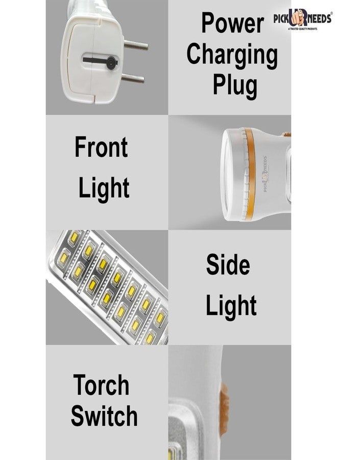 Pick Ur Needs Rechargeable 35W+14 SMD Long Range Torch Emergency Search Light with Slide Charging Plug (Pack of 2) - Image 5