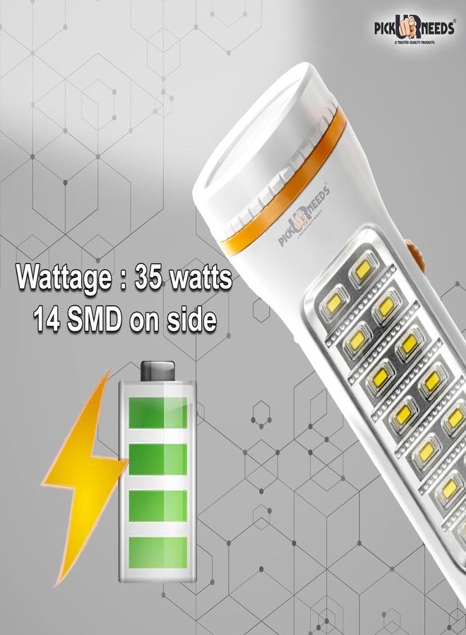 Pick Ur Needs Rechargeable 35W+14 SMD Long Range Torch Emergency Search Light with Slide Charging Plug (Pack of 2) - Image 4