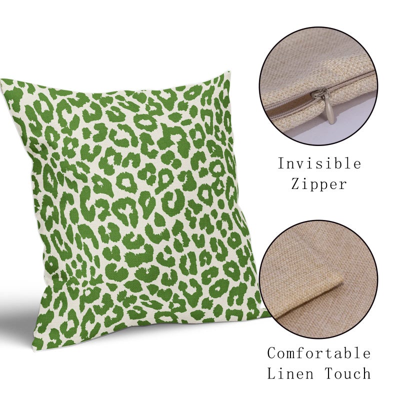 Aytipun Lime Green Leopard Print Pillow Covers 18x18 Set of 2 Preppy Room Decor Cheetah Animal Pattern Chinoiserie Decorative Throw Pillows Pillowcase Farmhouse Linen Cushion Case for Sofa Couch Bed - Image 4