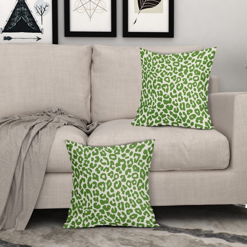 Aytipun Lime Green Leopard Print Pillow Covers 18x18 Set of 2 Preppy Room Decor Cheetah Animal Pattern Chinoiserie Decorative Throw Pillows Pillowcase Farmhouse Linen Cushion Case for Sofa Couch Bed - Image 3