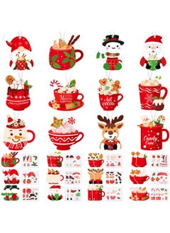 Civaner 24 Sets Christmas Crafts Kits Hot Cocoa Christmas Ornament Crafts For Christmas Tree Decorations Diy Sticker Craft For Classroom Decor Xmas Gift Winter Holiday Party Supplies  - Image 1