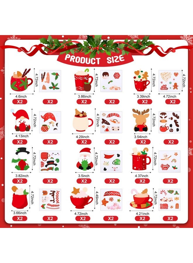Civaner 24 Sets Christmas Crafts Kits Hot Cocoa Christmas Ornament Crafts For Christmas Tree Decorations Diy Sticker Craft For Classroom Decor Xmas Gift Winter Holiday Party Supplies - Image 2