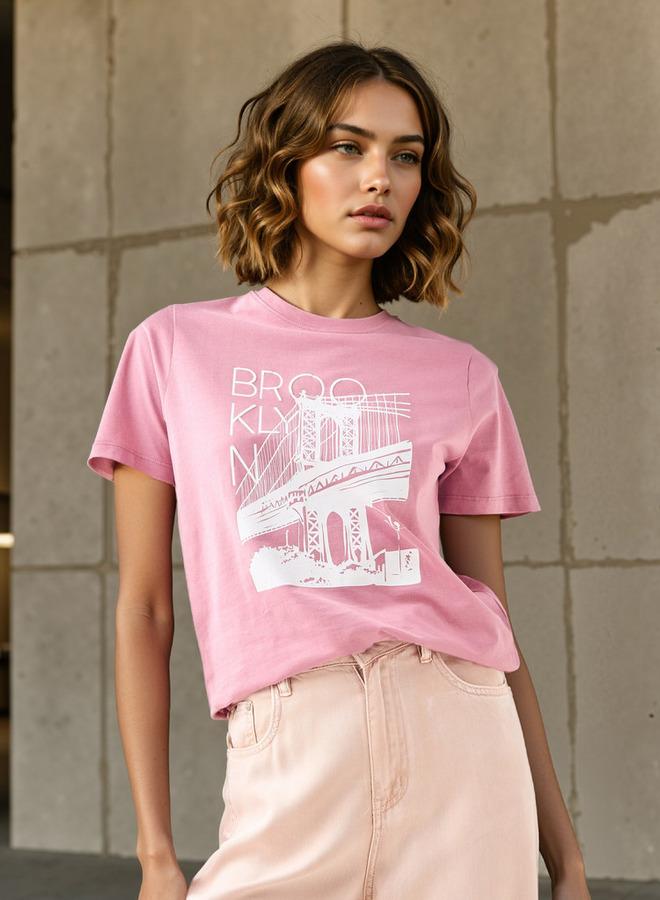 سبلاش فيڤ تيشيرت بطبعة جرافيك ورقبة دائرية - Image 1