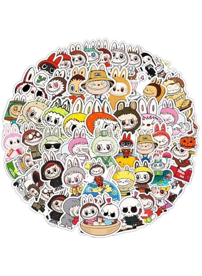 Arabest 53pcs Labubu Cartoon Stickers for Teen Water Bottle, Cool Terror Labubu Waterproof Vinyl Decal for Kids Adult Girl Laptop Skateboard Phone Guitar Travel Case Bike - Image 1
