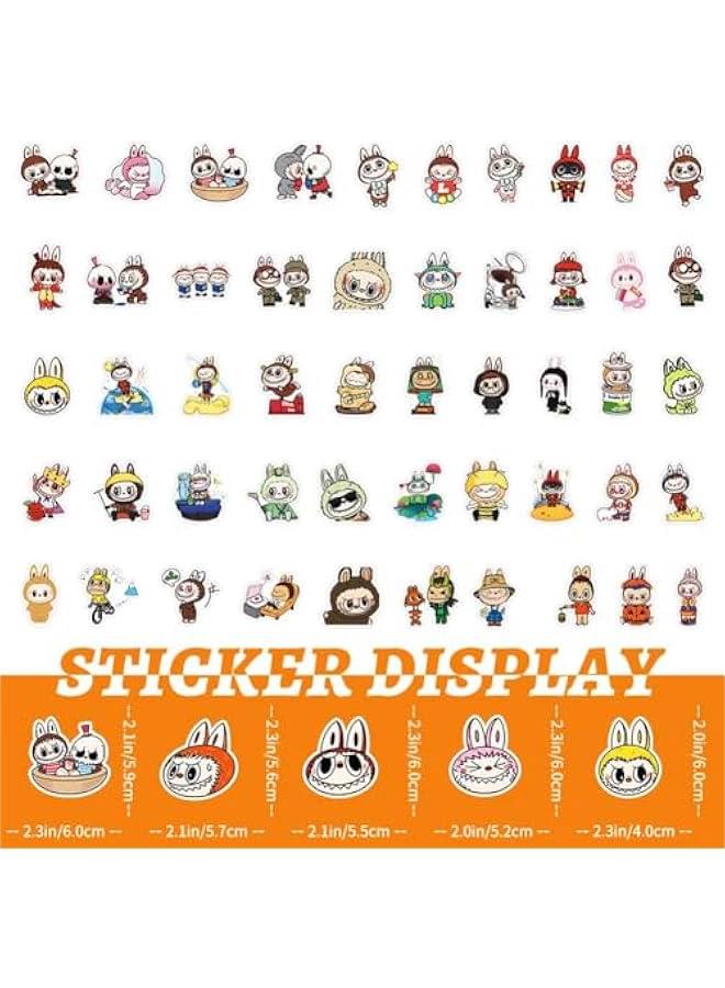 Arabest 53pcs Labubu Cartoon Stickers for Teen Water Bottle, Cool Terror Labubu Waterproof Vinyl Decal for Kids Adult Girl Laptop Skateboard Phone Guitar Travel Case Bike - Image 3