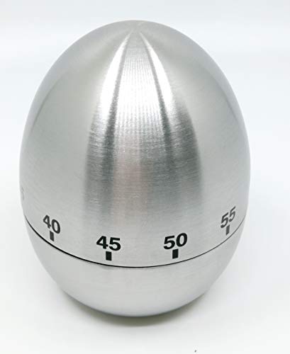 Jayron KT003 Egg Kitchen Timer Stainless Steel Egg Shaped Timer Mechanical Rotating Alarm 60 minutes count down timer - Image 1