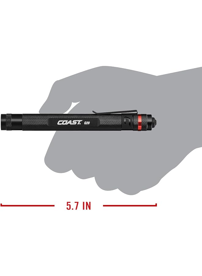 Coast G20 Inspection Beam LED Penlight with Adjustable Pocket Clip and Consistent Edge To Edge Brightness Black 54 lumens 1 Pack - Image 4