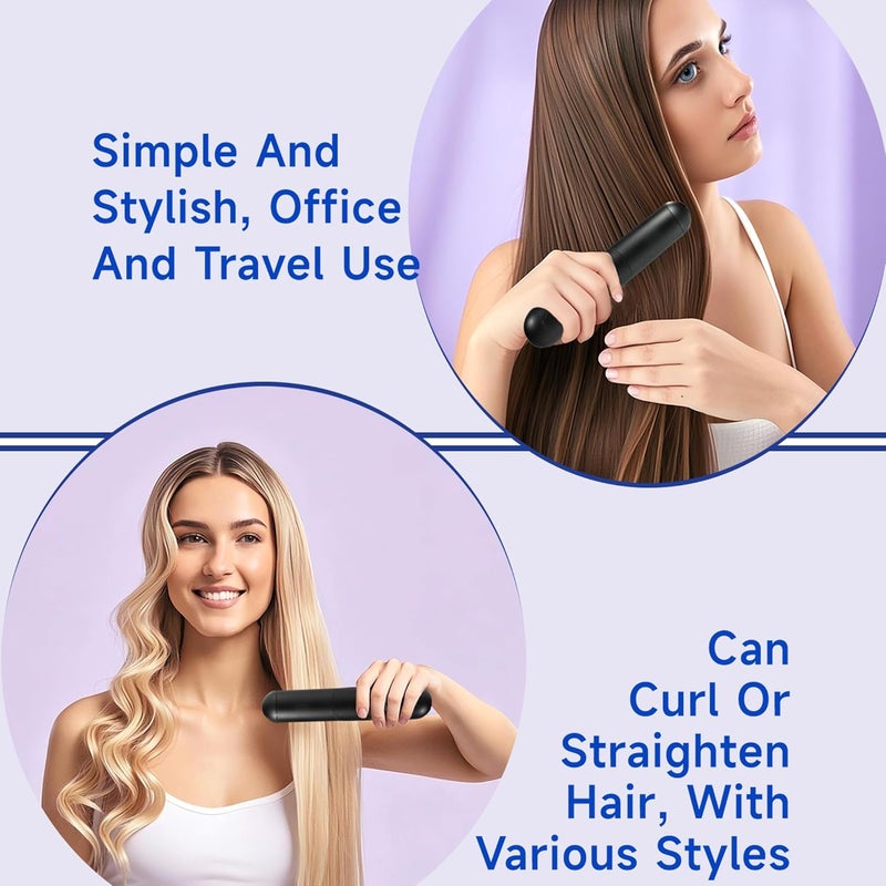 BOMIDI Cordless Hair Straightener Brush with Detachable for Easy Clean, 200M Negative Ions, 6-Speed Smart Temp Control and Type-C/Base Dual Charging, Travel-Friendly Styling Tool - Black - Image 2
