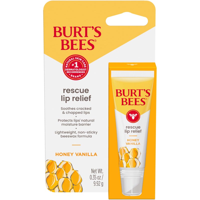 Burt's Bees Burts Bees Rescue Lip Relief Honey Vanilla Hydrating Lip Balm for Dry Cracked Lips with Responsbily Sourced Beeswax and Shea Butter 100 Natural Origin 1 Squeezy Tube 035oz - Image 3