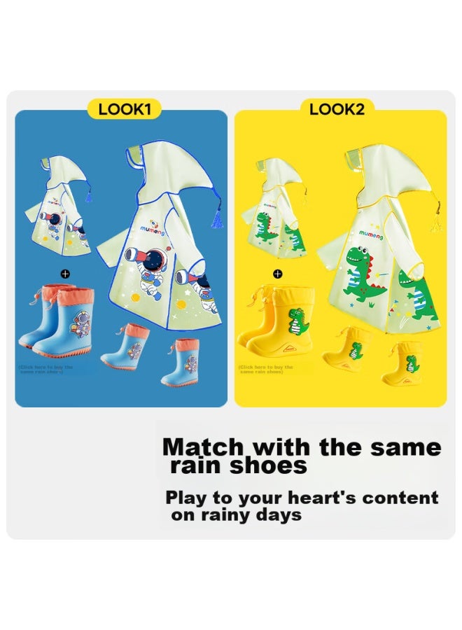 Moremerry Children's Raincoat For Boys And Girls, Waterproof Full-body Poncho, Kindergarten And Elementary School Student Rain Gear, Orange Excavator Design, Size L - Image 4