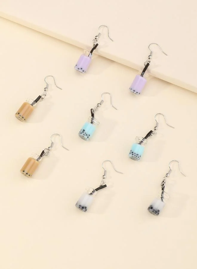 Take Two  Girls Set of 4 - Pearl Milk Tea Design Earrings for Women | Best Price UAE