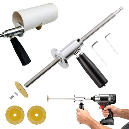 FAITIO Internal Pipe Cutter, Pipe Cutter Tool with Diamond Grits Cutting Wheel Pipe with Handle, Stainless Steel Plumbing Inside Plastic Hose Cutting Tool for Drill 1/2 to 8 Inch, 7" Adjustable Cutting Depth - Image 1