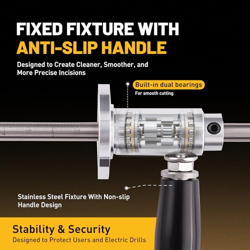 FAITIO Internal Pipe Cutter, Pipe Cutter Tool with Diamond Grits Cutting Wheel Pipe with Handle, Stainless Steel Plumbing Inside Plastic Hose Cutting Tool for Drill 1/2 to 8 Inch, 7" Adjustable Cutting Depth - Image 5