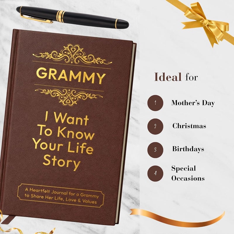 XKFCFC Grammy I Want to Know Your Life Story Leather Journal (Hardcover) - Grammy Gifts for Christmas or Birthday - Share Her Life Story - Ideal Gifts for Mothers Day from Grandkids - Image 5