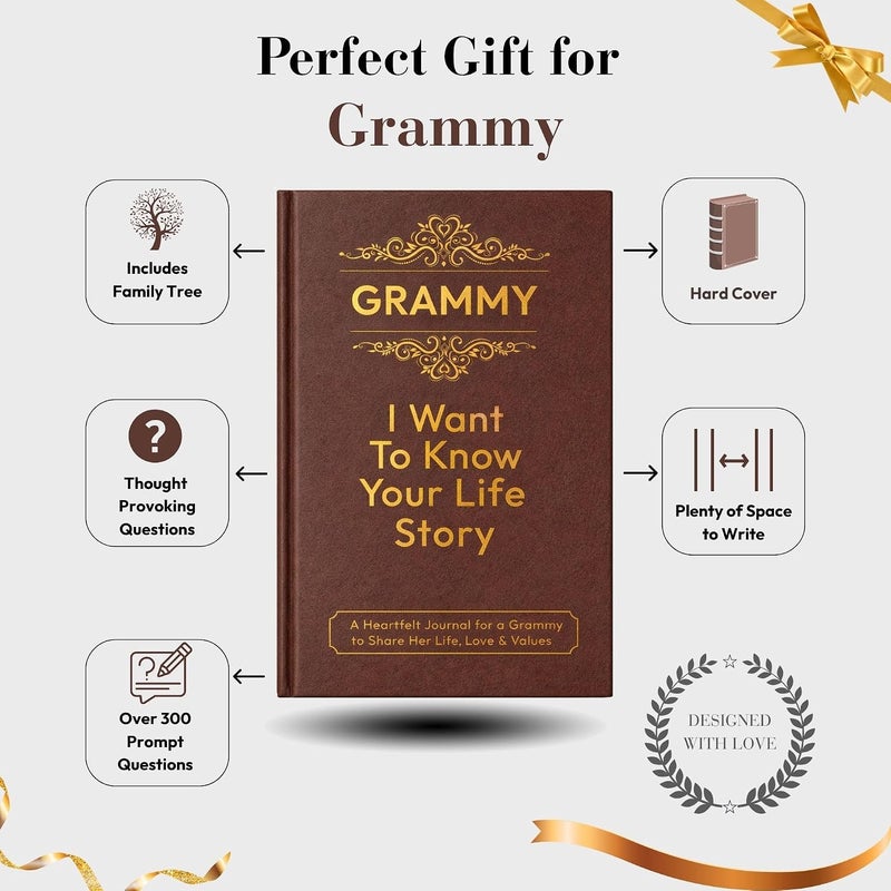 XKFCFC Grammy I Want to Know Your Life Story Leather Journal (Hardcover) - Grammy Gifts for Christmas or Birthday - Share Her Life Story - Ideal Gifts for Mothers Day from Grandkids - Image 4