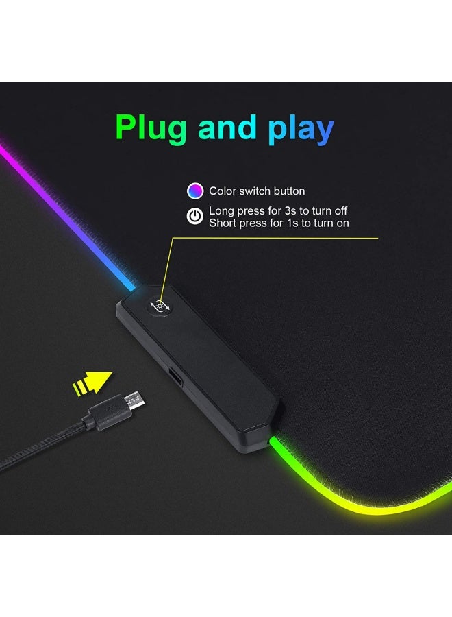 تكوفن لوحة ماوس ألعاب RGB مقاس 800*300 مم، 14 وضعًا LED ممتدة لطاولة كبيرة ماوس باد للكمبيوتر - Image 2