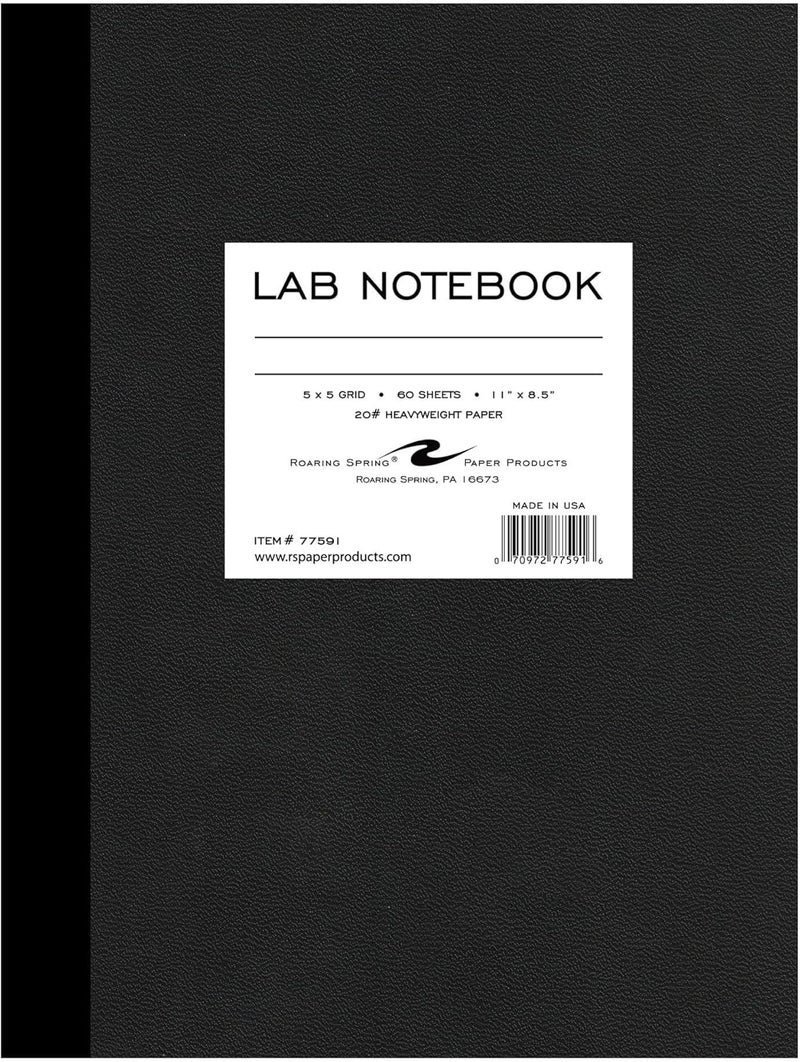Roaring Spring Lab Notebook, 120 Pages, 11" x 8.5", 5x5 Grid Ruled White Paper, Single Copy, Made In USA - Image 1