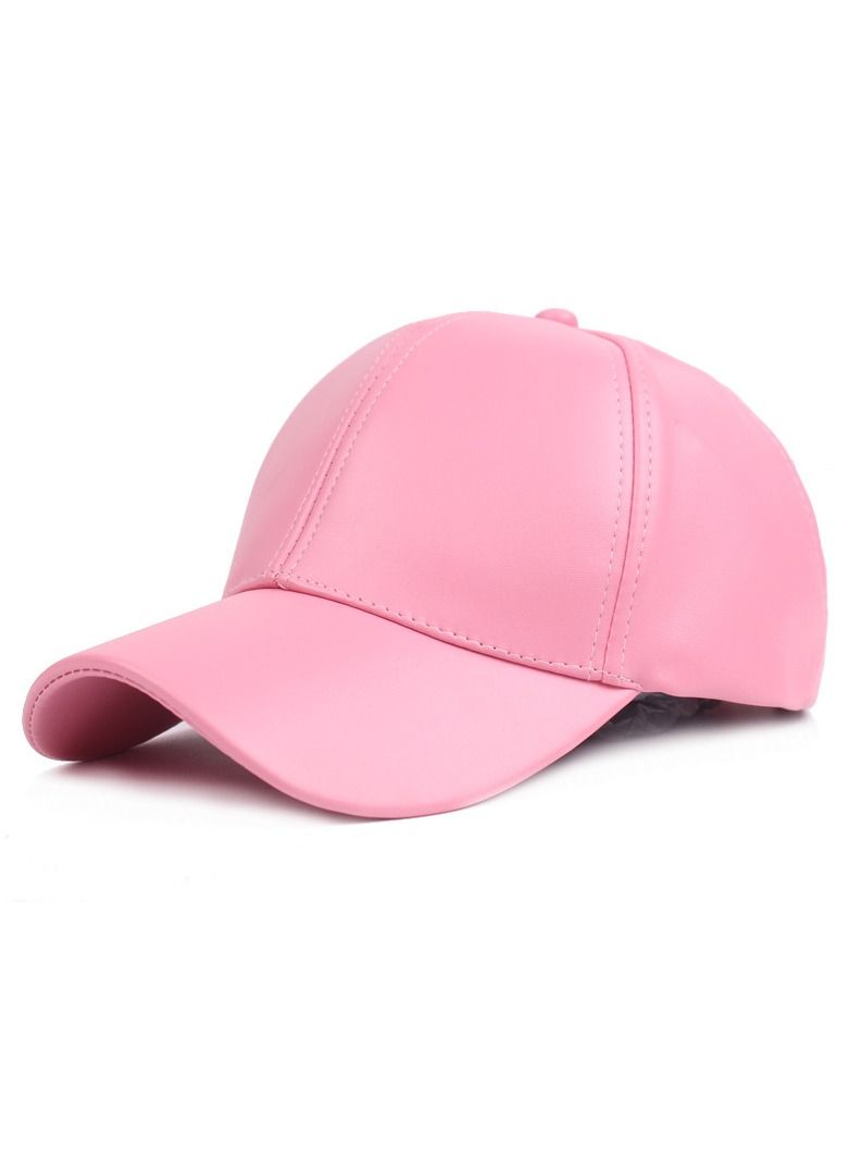 Loquat Men/Women Monochrome Leather Duck Tongue Hat Pink 