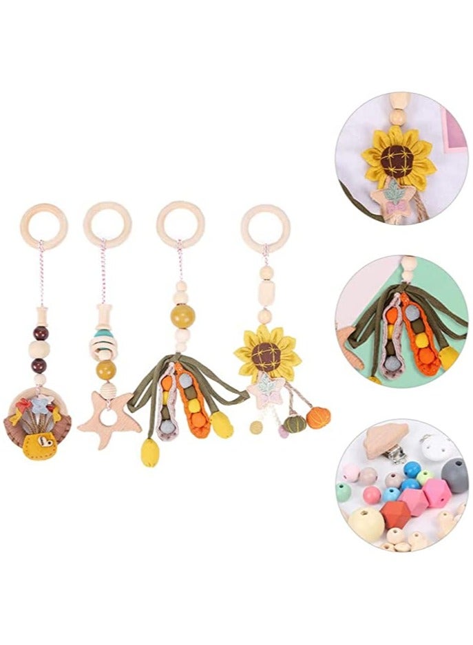 Excefore 4PCS Baby Hanging Toy Wooden Baby RattlesTeether Toys Sensory Toys for Infants and Young Children Play Gym Frame Activity Gym Hanging Bar Baby Toy Appease Soothing Wind Chimes Toy - Image 4