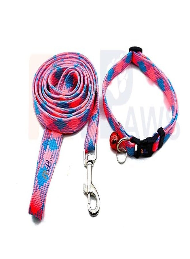 Pups&Pets Puppy Soft Nylon Collar and Leash | 10mm Printed Collar Set with Sound Bell | Suitable for Small Dogs, Puppies & Cats (Pink) - Image 4