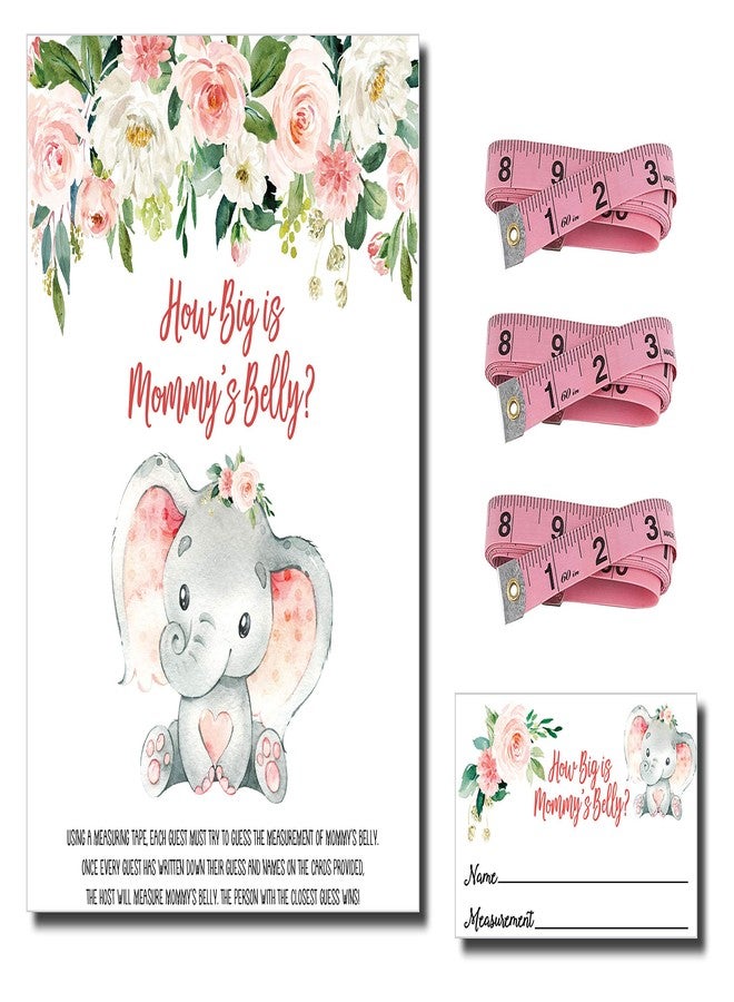 All-Ewired-Up All Ewired Up How Big is Mommy's Belly - Pink Elephant (54 Pieces) Fun, Easy Girl Baby Shower Game, Large Self-Standing Game Sign, Jungle, Safari, Greenery, Boho - Image 1