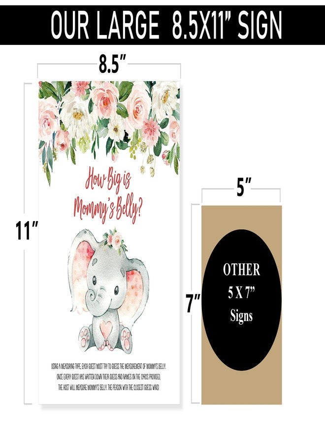 All-Ewired-Up All Ewired Up How Big is Mommy's Belly - Pink Elephant (54 Pieces) Fun, Easy Girl Baby Shower Game, Large Self-Standing Game Sign, Jungle, Safari, Greenery, Boho - Image 4